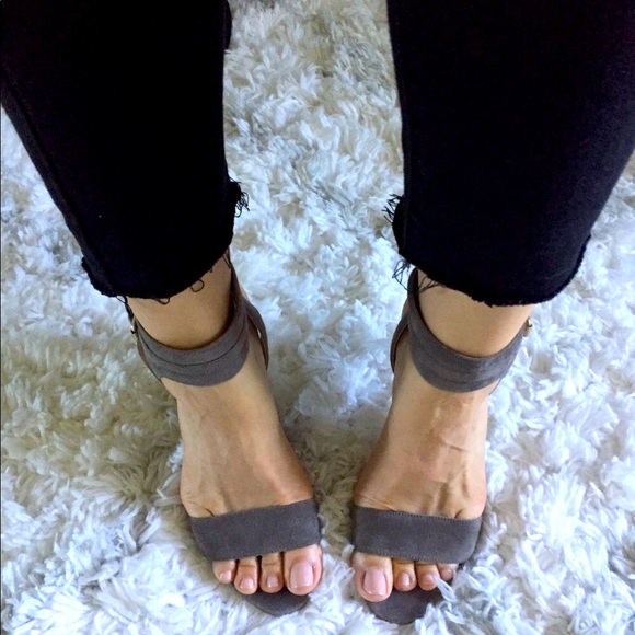 J. Crew Grey Suede Heels with Straps - Picture 2 of 8